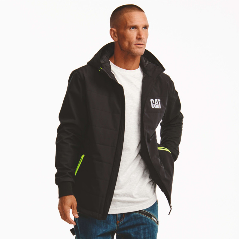 Blouson De Travail Noir – Caterpillar Tech Hybrid – Tissu Softshell & Doublure Micropolaire– Léger & Résistant