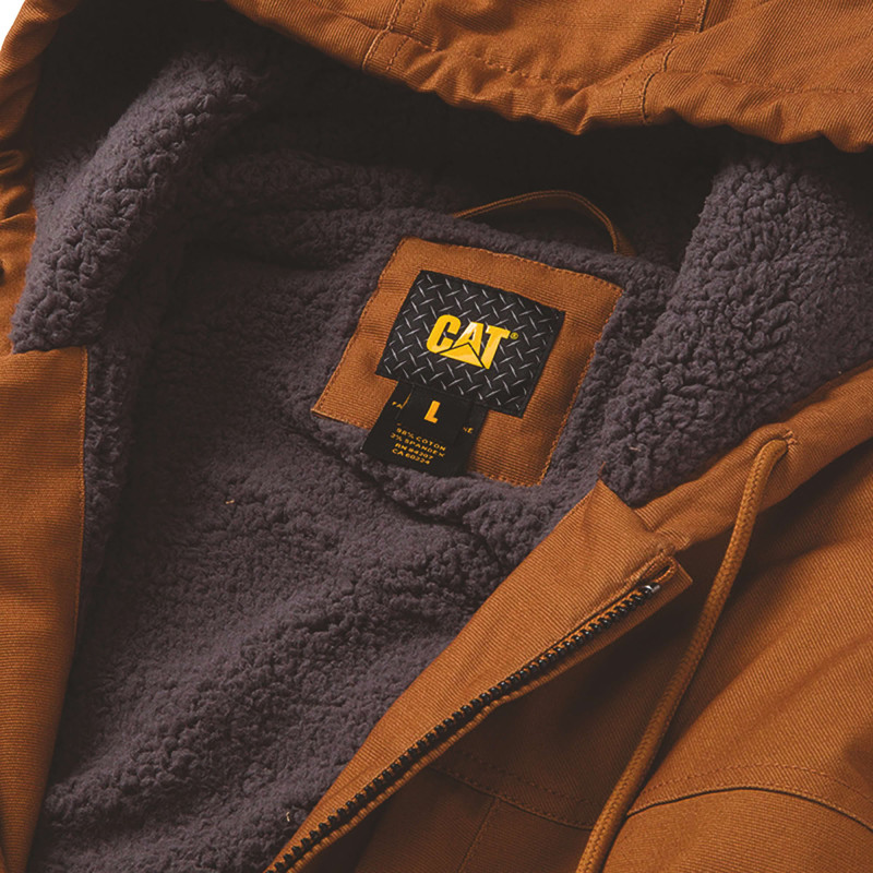 Veste De Travail Sherpa – Caterpillar Bronze – Intérieur Doublé Sherpa – Tissu Coton Canvas Résistant – Homme