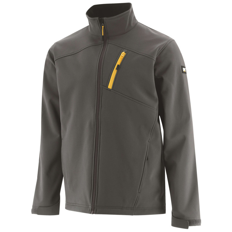 Veste Softshell De Travail – Caterpillar Gris Anthracite – Tissu Déperlant – 94% Polyester 6% Spandex – Homme