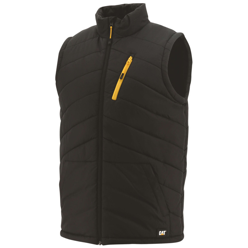 Gilet Matelassé Sans Manches – Caterpillar Noir – 100% Nylon Ripstop – Doublure Polyester – Chantiers & Outdoor – Homme