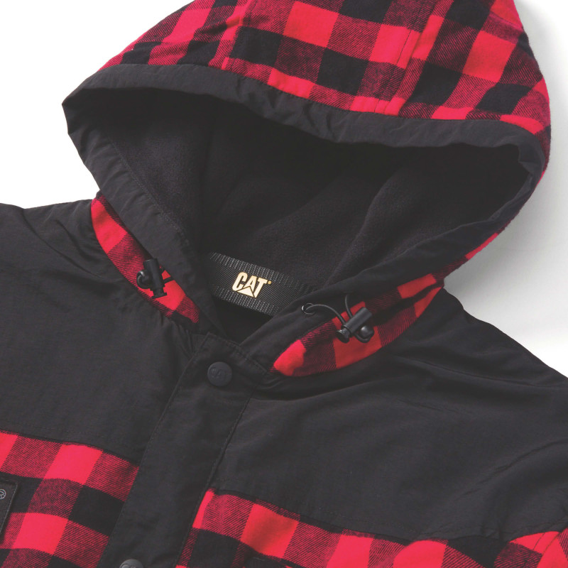 Surchemise De Travail Rouge – Caterpillar Sequoia – Doublure Polaire – Capuche Réglable – 100 % Coton – Homme
