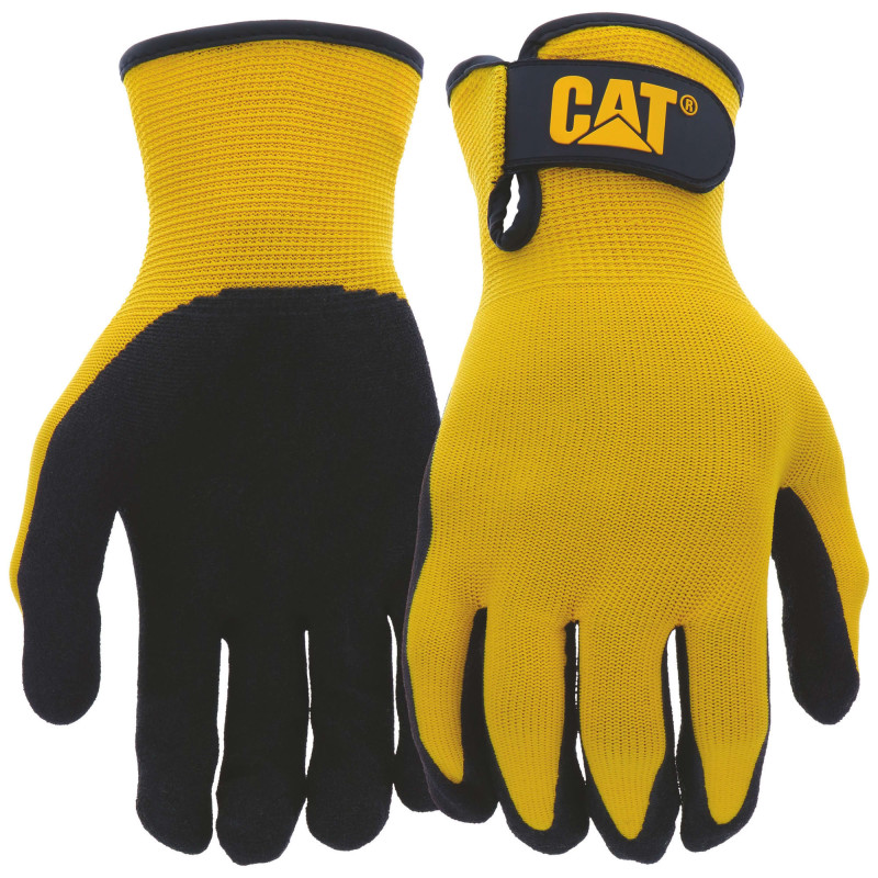 Gants De Protection Jaunes – Caterpillar CAT17416 – Enduction Nitrile – Support Nylon Respirant – Poignet Ajustable – Taille 9