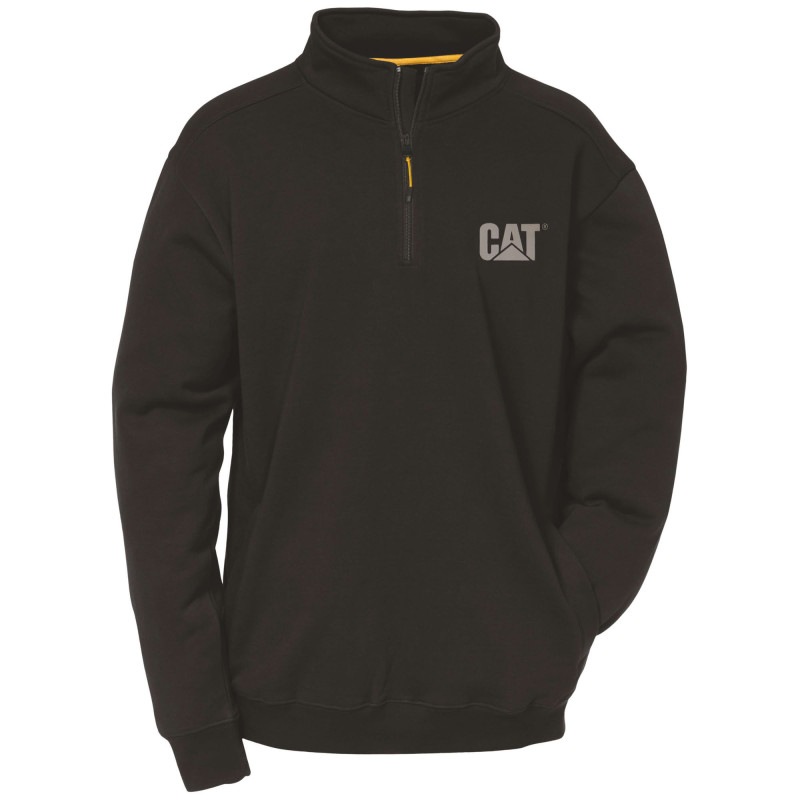 Gilet De Travail Zippé – Caterpillar Canyon Noir – Col Camionneur – Coton/Polyester – Passe-Fils Intégré