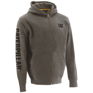 Gilet Sweat À Capuche – Caterpillar Banner Gris – Coton/Polyester 360 g – Poches Raglan – Capuche Réglable