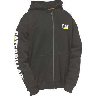 Gilet Sweat À Capuche – Caterpillar Banner Noir – Coton/Polyester 360 g – Poches Raglan – Capuche Réglable