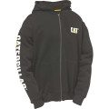 Gilet Sweat À Capuche – Caterpillar Banner Noir – Coton/Polyester 360 g – Poches Raglan – Capuche Réglable