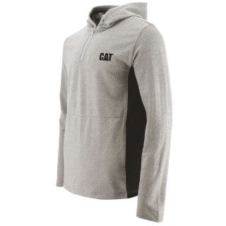 Sweatshirt À Capuche Zippé – Caterpillar Coolmax Gris – 60 % Coton / 40 % Polyester – Anti-UV 50 UPF – Respirant Et Léger
