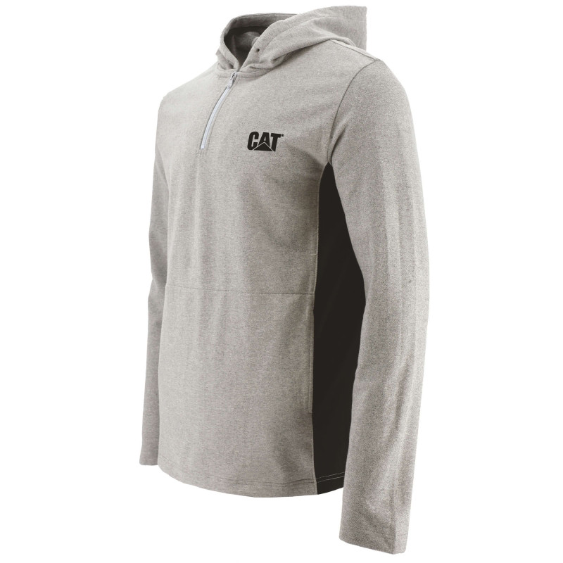 Sweatshirt À Capuche Zippé – Caterpillar Coolmax Gris – 60 % Coton / 40 % Polyester – Anti-UV 50 UPF – Respirant Et Léger