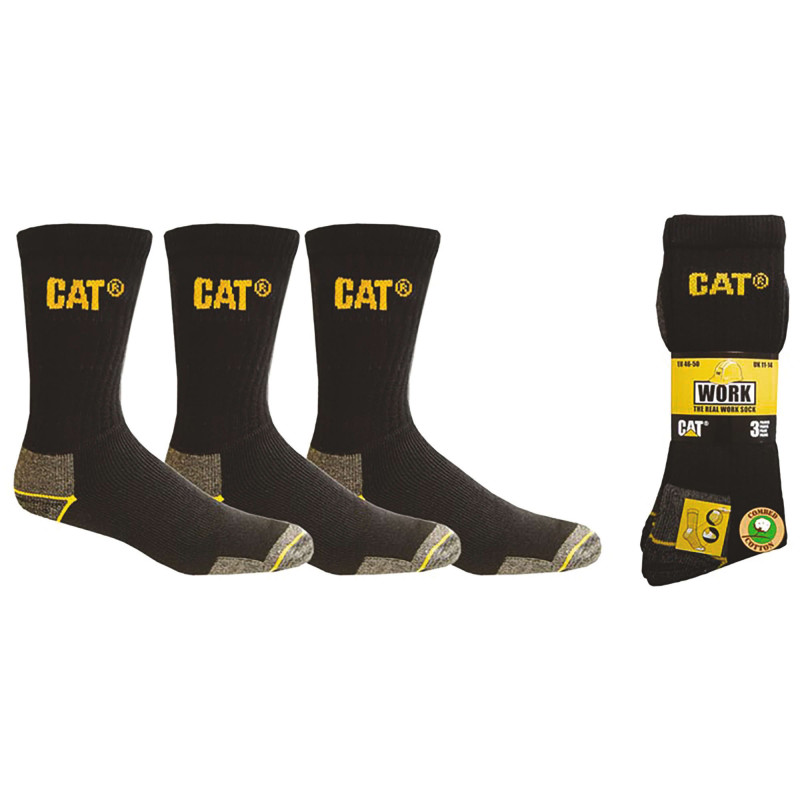 Chaussettes De Travail Noires – Caterpillar Workwear Socks – Confort & Résistance – Coton Polyester