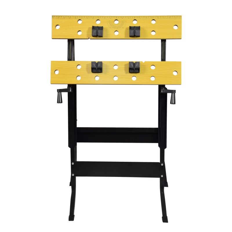 Établi étau portable - Plateau bois - 4 butées amovibles - Pliable - Gradué