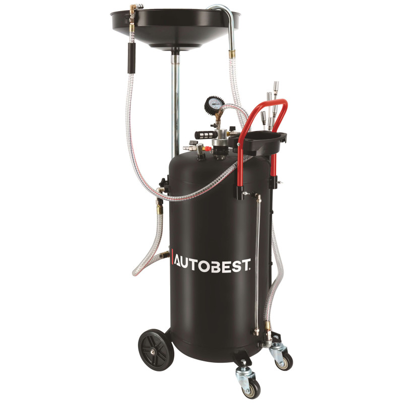 Récupérateur d'huile par gravité et aspiration 90l - 3 tubes d'aspiration nylon - 2 tubes inox