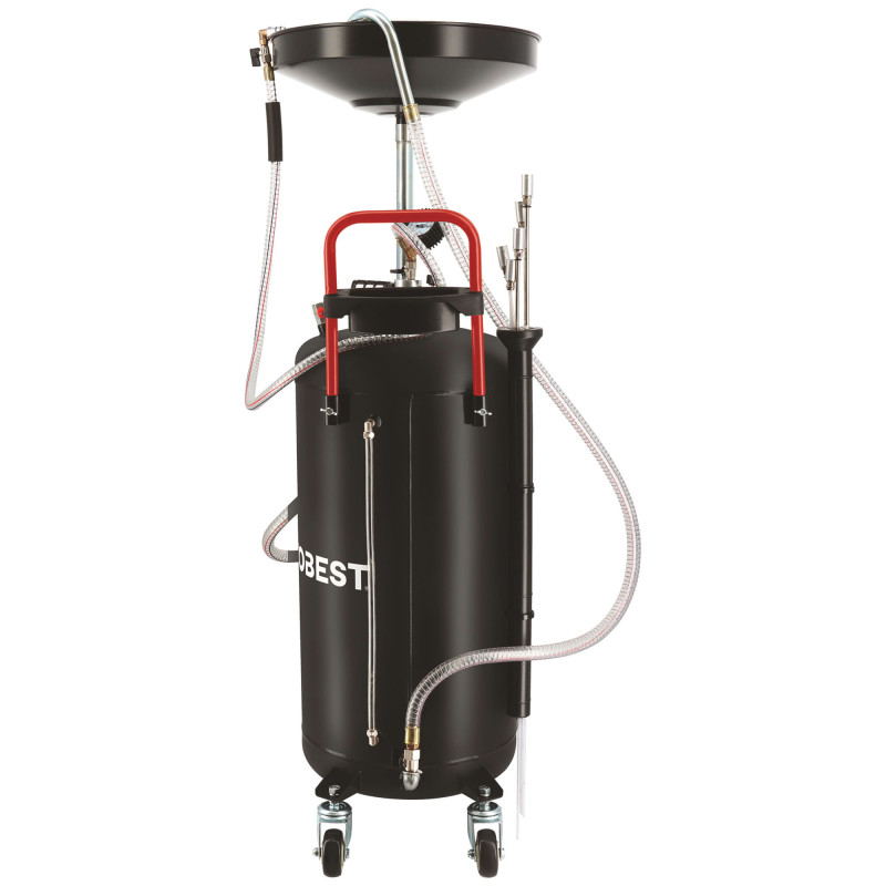 Récupérateur d'huile par gravité et aspiration 90l - 3 tubes d'aspiration nylon - 2 tubes inox