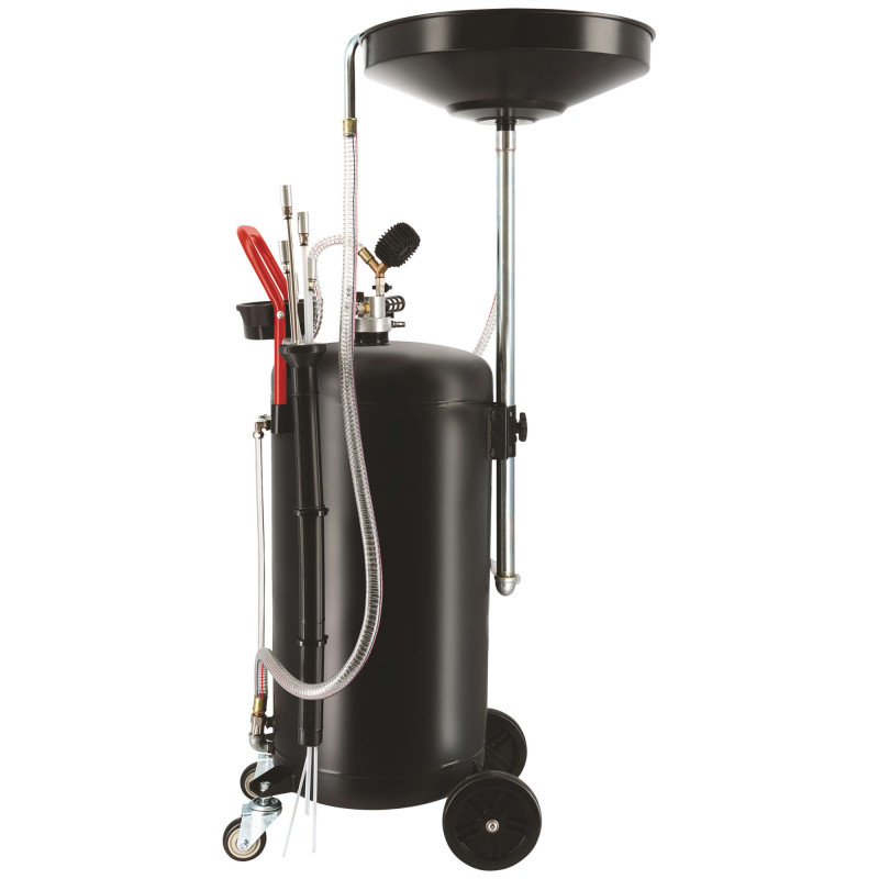 Récupérateur d'huile par gravité et aspiration 90l - 3 tubes d'aspiration nylon - 2 tubes inox
