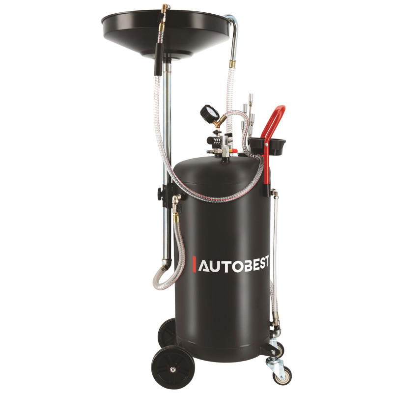 Récupérateur d'huile par gravité et aspiration 90l - 3 tubes d'aspiration nylon - 2 tubes inox