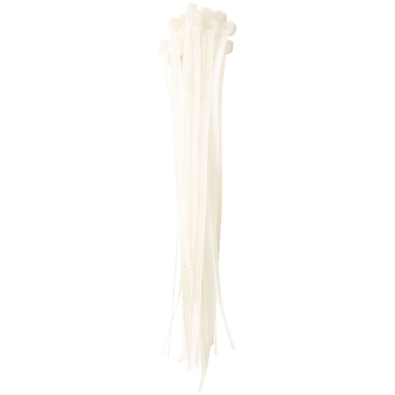 Lot de 10 Colliers de Serrage 8x250 mm – GEFOM – Nylon Blanc – Résistants et Polyvalents