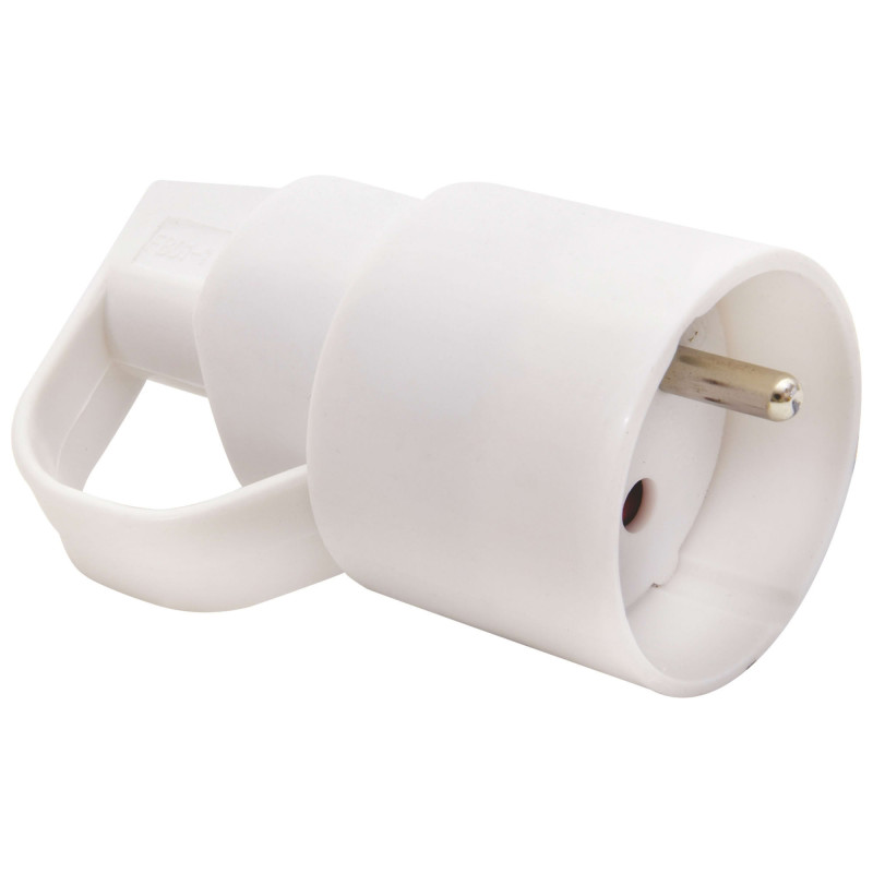 Fiche Femelle Électrique 16A + Terre – GEFOM – 250V / 3500W – Couleur Blanche – Sécurité et Fiabilité