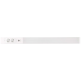 Réglette LED cuisine 80cm - Réglette d'angle - Aluminium - 18W - 2 prises - 2 chargeurs USB