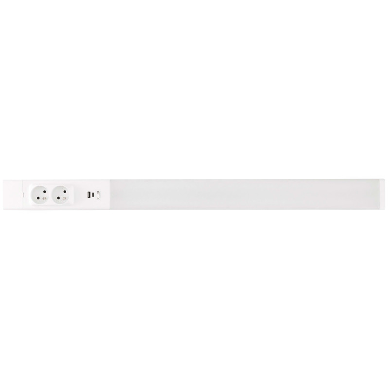 Réglette LED cuisine 80cm - Réglette d'angle - Aluminium - 18W - 2 prises - 2 chargeurs USB