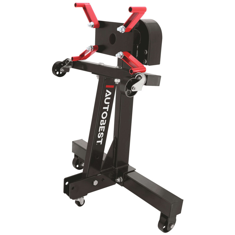 Support moteur pliant avec poulie 680 kg - Pivotant et Rotatif 360° - 2 roulettes fixes 2 pivotantes - Atelier et Garage
