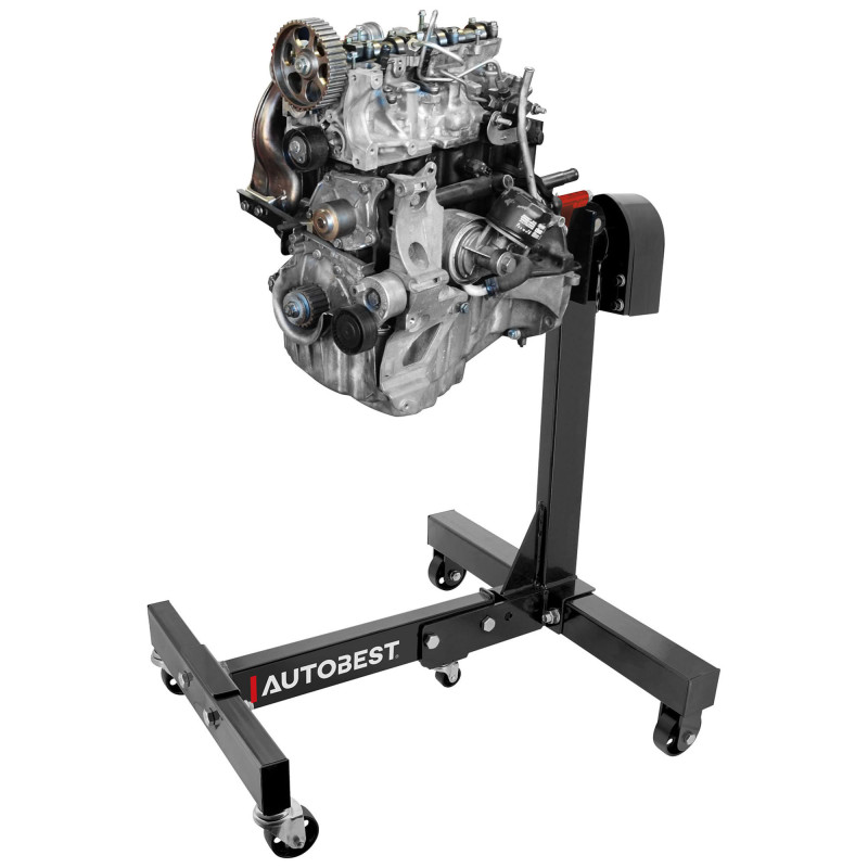 Support moteur pliant avec poulie 680 kg - Pivotant et Rotatif 360° - 2 roulettes fixes 2 pivotantes - Atelier et Garage