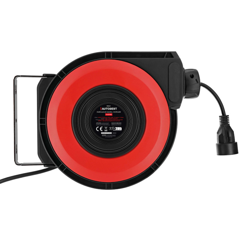 Enrouleur mural électrique - 15 mètres - AUTOBEST - 3G1.5mm² - Pivotement 180°