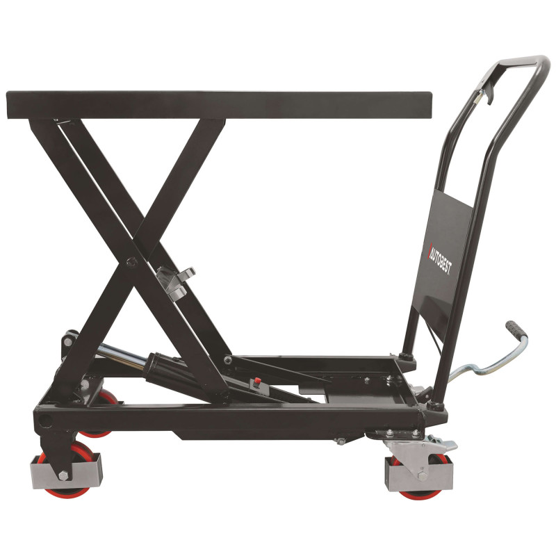 Table de levage hydraulique 300 kg - 2 roues pivotantes - Dimensions plateau 82 x 50 cm - Atelier et Garage