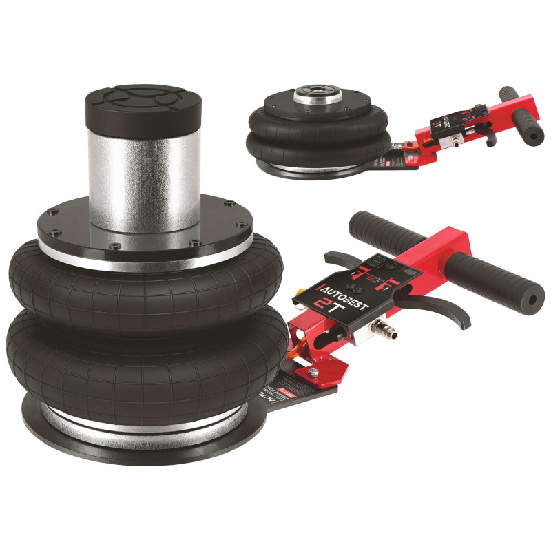 Cric pneumatique 2 tonnes AUTOBEST - Patins antidérapant - Amplitude avec rallonge 200 - 380 mm