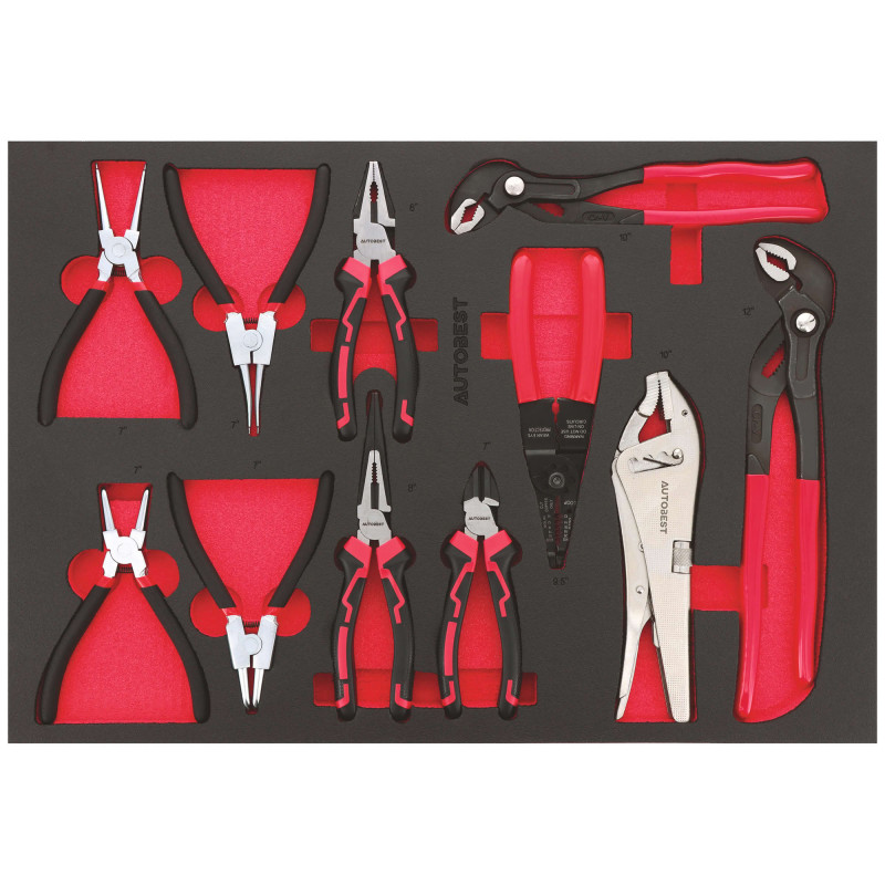 Servante 7 tiroirs équipée 328 outils Autobest - Capacité 30 kg par tiroir - 2 roues fixes - 2 roues avec freins