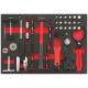 Servante 7 tiroirs équipée 328 outils Autobest - Capacité 30 kg par tiroir - 2 roues fixes - 2 roues avec freins