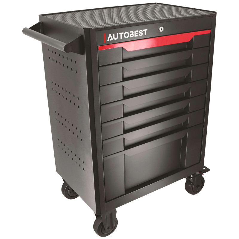 Servante 7 tiroirs équipée 328 outils Autobest - Capacité 30 kg par tiroir - 2 roues fixes - 2 roues avec freins
