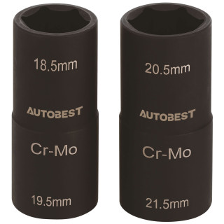 Jeu de 2 douilles à choc Autobest Spécial jantes ford carré 1/2 - Acier Chrome Molybdène