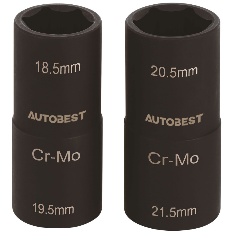 Jeu de 2 douilles à choc Autobest Spécial jantes ford carré 1/2 - Acier Chrome Molybdène