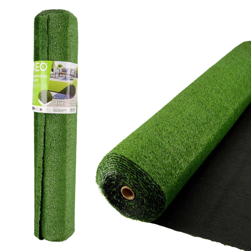 Gazon synthétique artificiel rouleau 8m2 - 750g/m2 - Épaisseur 1cm - Pelouse synthétique balcon, terrasse, patio - Effet Naturel