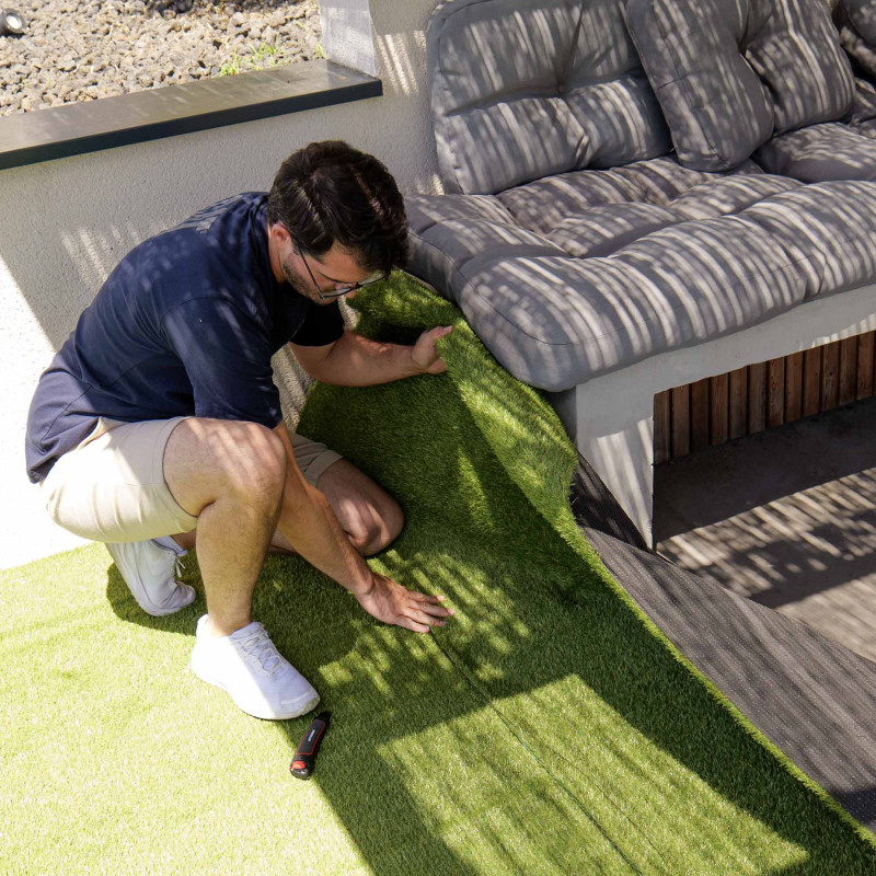 Gazon synthétique artificiel rouleau 8m2 - 1230g/m2 - Épaisseur 2cm - Pelouse synthétique balcon, terrasse - Effet Naturel