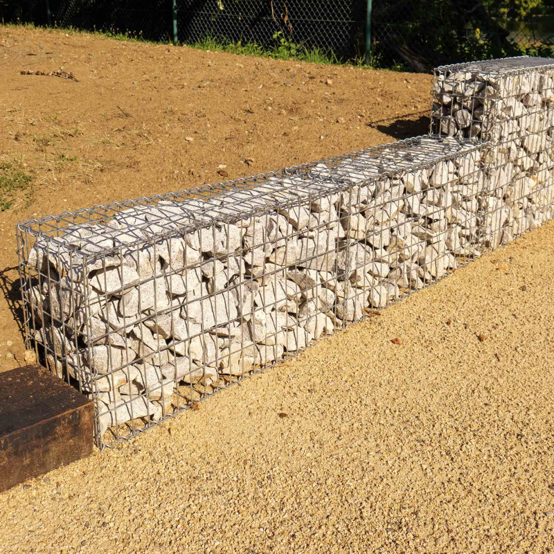 Gabion dimensions 200x50x30cm - Mur avec pierres -  Mur de soutènement - Paroi Bordure de jardin - avec spirales et entretoises