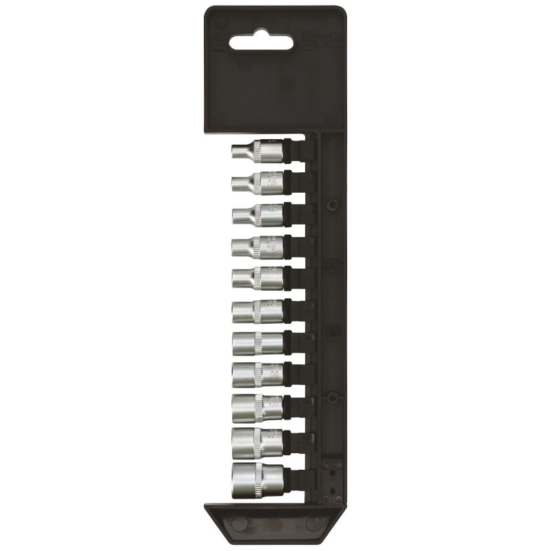 Jeu de 11 douilles - 6 pans - carré 1/4 - Acier Chrome-Vanadium - Longueur 25mm