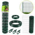 Grillage soudé - Rouleau 25x1m - Maille 100x50 mm - épais. 2mm - Acier galvanisé plastifié - Tendeurs et câbles inclus