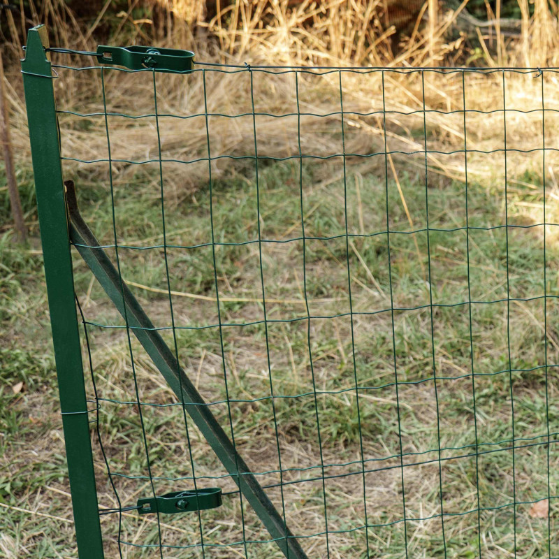 Grillage soudé - Rouleau 25x1m - Maille 100x50 mm - épais. 2mm - Acier galvanisé plastifié - Tendeurs et câbles inclus