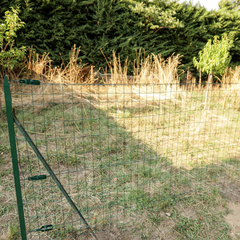 Grillage soudé - Rouleau 25x1m - Maille 100x50 mm - épais. 2mm - Acier galvanisé plastifié - Tendeurs et câbles inclus