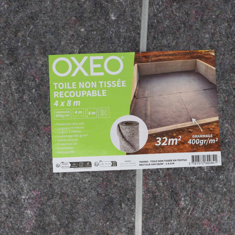 Toile non tissé protection des sols - 400 gr/m2 - 4x8m - Protection UV et perméable - Feutre géotextile pour Piscine et Bassin