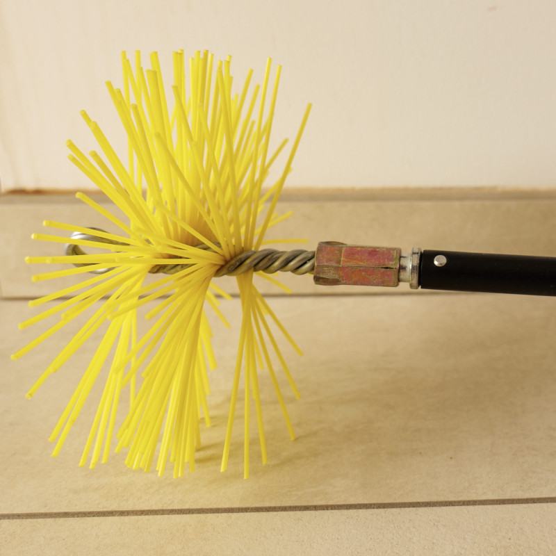 Kit ramonage cheminée - 12 pièces - Hérisson PVC - 7 cannes souples 1m40 - 2 brosses - Pelle - Conduit inox souple ou rigide