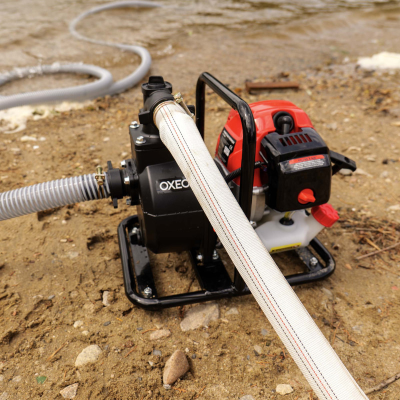 Pompe à eau thermique 52 cm3 - 3 CV - 2 temps - Débit 15m3/h - Motopompe jardin - Hauteur aspiration 8m