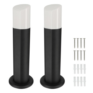 2 bornes éclairage extérieur - Hauteur 45cm - Corps aluminium - étanche IP54 - pour ampoule E27 - Potelets pour allée et jardin