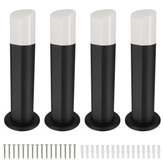 4 bornes éclairage extérieur - Hauteur 45cm - Corps aluminium - étanche IP54 - pour ampoule E27 - Potelets pour allée et jardin
