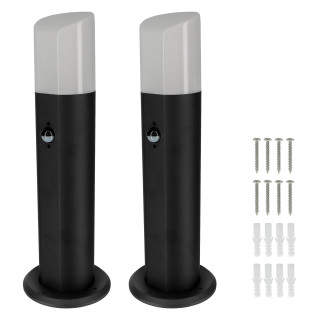 2 bornes éclairage extérieur avec détecteur de mouvement - Ht 45cm - Aluminium - étanche IP54 - pour ampoule E27 - Potelets
