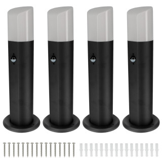 4 bornes éclairage extérieur avec détecteur de mouvement - Ht 45cm - Aluminium - étanche IP54 - pour ampoule E27 - Potelets