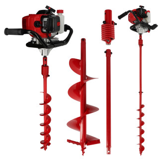 Tarière thermique 52cc - 2CV - 2 mèches diamètre 100 et 200 mm - 1 extension 60 cm -  Moteur 2 temps