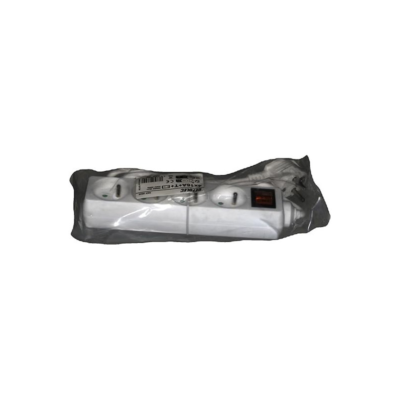 Bloc Multiprise 4 Prises 16A avec Terre + Interrupteur Marche/Arrêt Lumineux, Câble 1m - Blanc Compact et Robuste