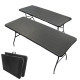 2 tables pliantes effet bois noires - Long 180 cm - Table jardin 8 Personnes - Poignée de transport - Pique-nique et réception