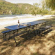 2 tables pliantes effet bois noires - Long 180 cm - Table jardin 8 Personnes - Poignée de transport - Pique-nique et réception